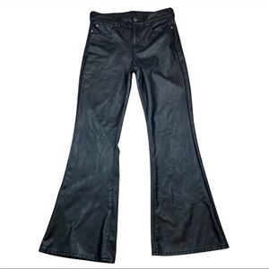 American Eagle Black Faux Leather Pants Super Hi-Rise Flare Lined - Size 10